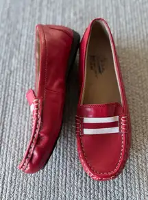 LifeStride Vila Red White Stripe Flats Loafers Preppy Coastal Classic Size 8W