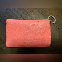 Kate Spade Wallet Pink Peach‎ Leather Coin Purse Key Chain