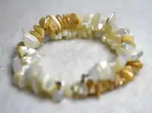 Vintage Stacked Shell Double Wrap Wire Coil Multicolor Gently Worn Bracelet