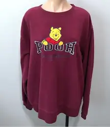 Disney Store Pooh Bear of Distinction 90s y2k Purple Fleece Sweatshirt XL