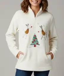 White Stag Cream  Sweater with Christmas Reindeer Design Size M