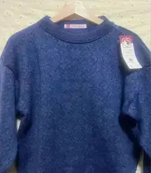 Vigdis Design Pure New Wool Handmade Nordic Blue Festive Snowflake Sweater,NWT