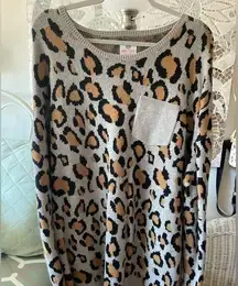 Leopard Long Length Sweater 2X/3X