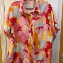 PRETTY GARDEN BRAND…SIZE XL PINKS YELLOW ORANGE ABSTRACT DESIGN
FUN AND BRIGHT