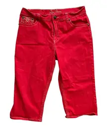 Womens Royal Premium Red Cropped Stitched and Grommet Pocket Jeans - Sz 16