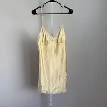 Secret Treasures Gold Lace Trim Slip Dress Lingerie Mini Dress Size M