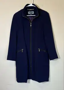 Green w Envy Women's Navy‎ Blue Dress Coat Large Purple Rich Winter