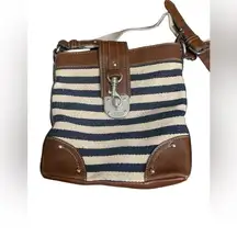 Chaps Crossbody Purse Bag Navy Cream