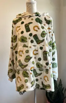 Throwzy Lucky Western Cowgirl Hooded Oversized Soft Lounge Sweater One Size