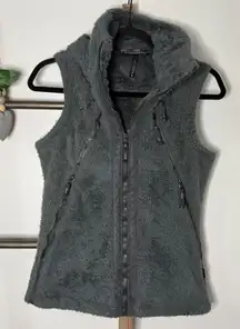 Kuhl Womens Fleece Vest Hooded Zip Up Charcoal Green Size Small