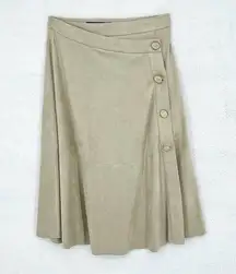 Zara Basic Women's Tan Faux Suede Midi Business Button Size Small Casual Skirt
