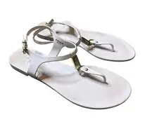 Coach  Plato White Jelly Sandals Ankle Strap Gold Hardware Size 9 Women's