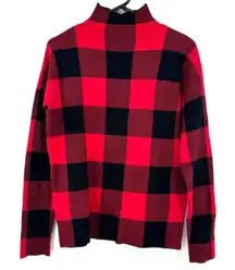 Tommy Bahama‎ Size Small Pullover Sweater Mock Neck Red Black Buffalo Check Top