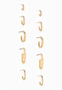 NWT  Gold Hoop Earrings Set Hoops 18k Gold Plated