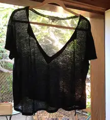 LNA Black Short-Sleeved Top. Semi-Sheer. Small. NWOT ❤︎