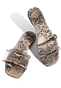 Clear Strap Snakeskin Sandlas