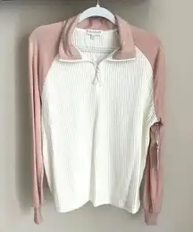 P.J. Salvage - Half Zip - Pink and White Waffle Sweatshirt - New!