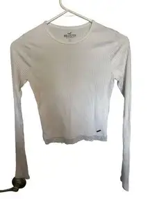 white long sleeve ribbed cropped shirt size small