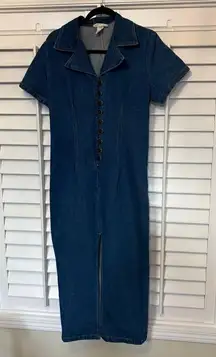 Excellent Jeans Denim Button Front Midi Dress Size‎ Medium