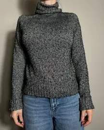 Anthropologie Black Silver Sparkly Turtleneck Size XS