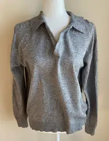 Silk Cashmere Moda International V Neck Collared Lightweight Shirt