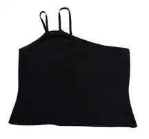 Halston Heritage Revolve One Shoulder‎ Black Asymmetrical Crop Top Y2K Minimal S