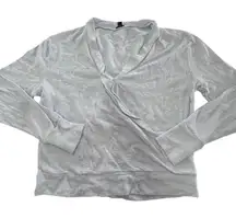 J Crew Top Womens Small Blue Wrap Long Sleeve Pullover Lightweight‎ Casual