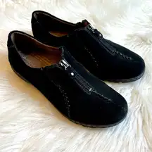 Natural Soul by Naturalizer black Suede Leather Zip Up Comfort Shoes Size 8.5