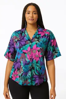 Vintage 80s Bright Caribou Floral Top