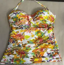 🌺 BLEU ROD BEATTIE Floral Halter Tankini Top – Size 14 🌺