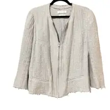 Isabel Marant Etoile Grey Linen Full Zip Frayed Hem Blazer Womens 36 Capsule