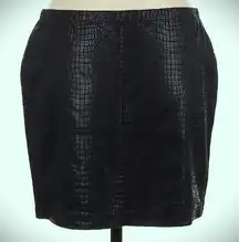 FIFTEEN TWENTY Faux Leather Snake Print Mini Skirt Black Textured Pull-On Size M
