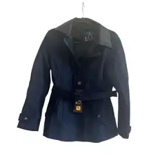 NWT Emporio Collezione ButtonDown Belted Jacket Navy Size Med