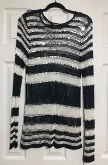 Chico’s open‎ knit sequin pullover top swim cover up size Chico’s 2 or Large 12