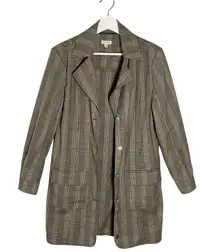 Pilcro Anthropologie Brown Plaid Blazer Size S Career Office Academia Style