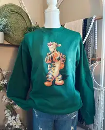 Vintage New with Tags Disney Winnie the Pooh Tigger Green Crewneck Sweatshirt