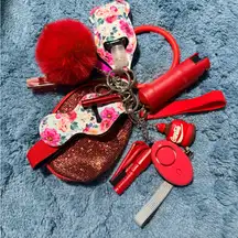 Floral and Red Coca Cola Keychain Set