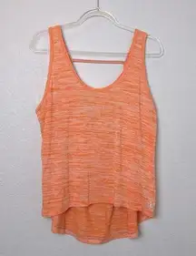 KENNETH COLE REACTION Heathered Orange Sleeveless Hi-Lo Activewear Top Size L
