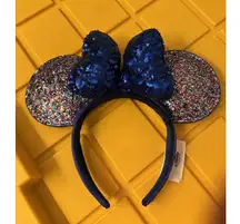 Disney Parks 2020 Minnie Mouse Ears Blue Sequin Bow Headband Sparkles Mickey