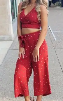 Abercrombie and Fitch Red 2 Piece Set Wide Leg Pants Sleeveless Top