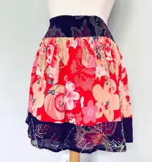 UO Ecote red Purple Floral Skirt