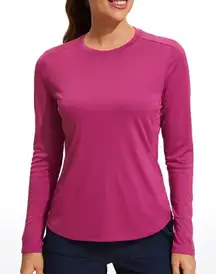 CRZ Yoga Rash Guard long sleeve Ted shirt, Color is Magenta Purple, Small, NWT