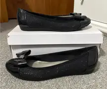 Anne Klein Sport Sparkly Black Flats with Bows