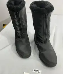 Womans Basic Editions Winter Boots 8 W Black Lined Zip Front
