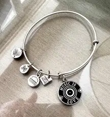 Alex & Ani "Music is Love" Silver-Tone Expandable Charm Bracelet
