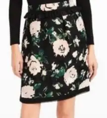 CLIB MONACO Silk Floral ADAMARIS mini skirt Size 2 Black & pale pink