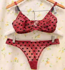Stella McCartney Women's Bra Set Red/Wine Lace‎ Medium Coquette Fairy Romantic