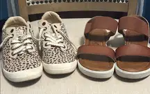 Blowfish Malibu Leopard Print Slip-ons and Brown Sandals, Lot of 2