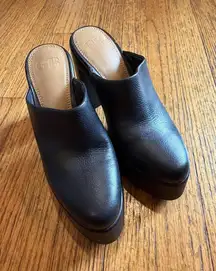 GB Gianni Bini Shoes Womens Size 6M Black Platform Mule Clog Heels Slip On