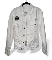 SER.O.YA White Distressed Denim Jacket – No Size Tag (fits S/M)– NWT Patch Logo